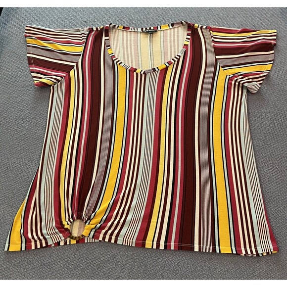 Lane Bryant Striped Top Sleeveless Flutter-Sleeve V-Neck Tee Ring At Hem 18/20 - Picture 6 of 8
